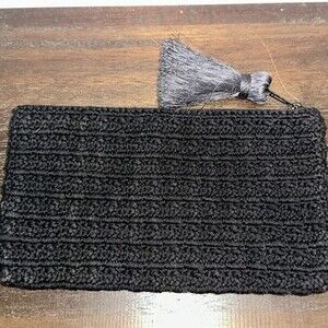 Paloma Van Den Akker Handmade Black Cotton Crochet Clutch Purse